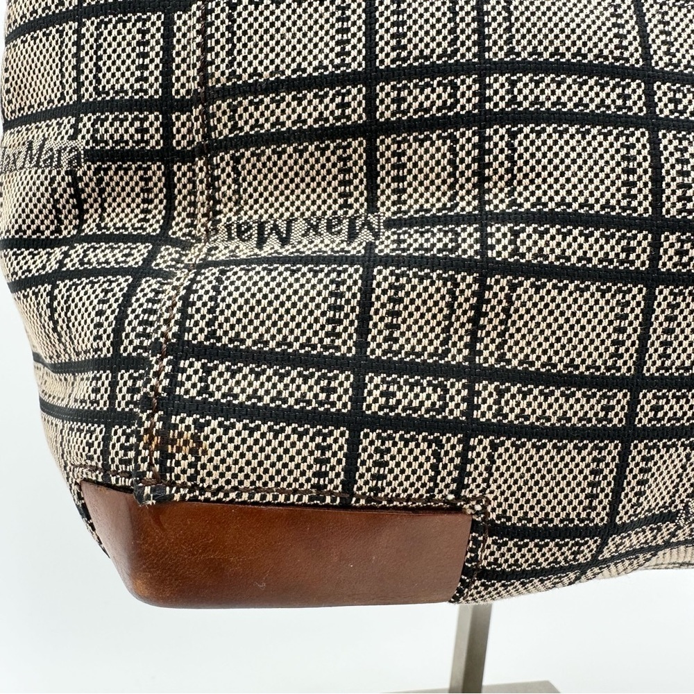 MaxMara Canvas/Leather Monogram Plaid Tote Handbag - Picture 8 of 12